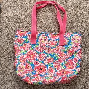 Lilly Pulitzer Floral Tote Bag with Pink Handles